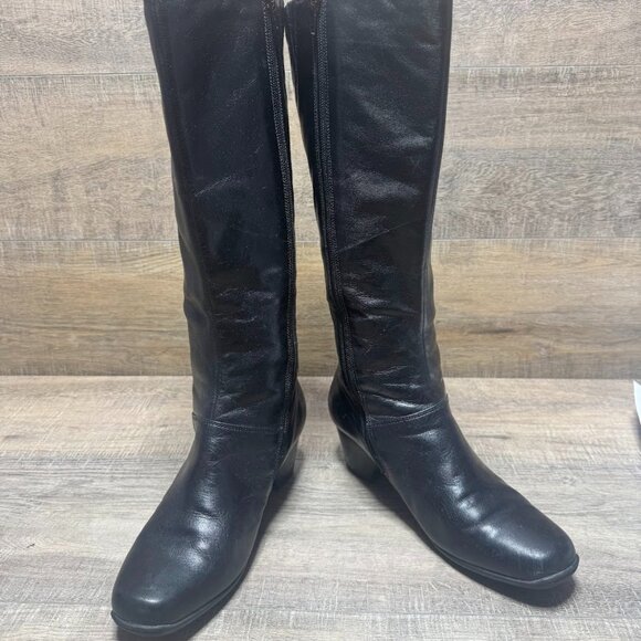 Clarks Cardy Black Leather Knee HIgh Boots Women's Size 10 - Picture 7 of 7